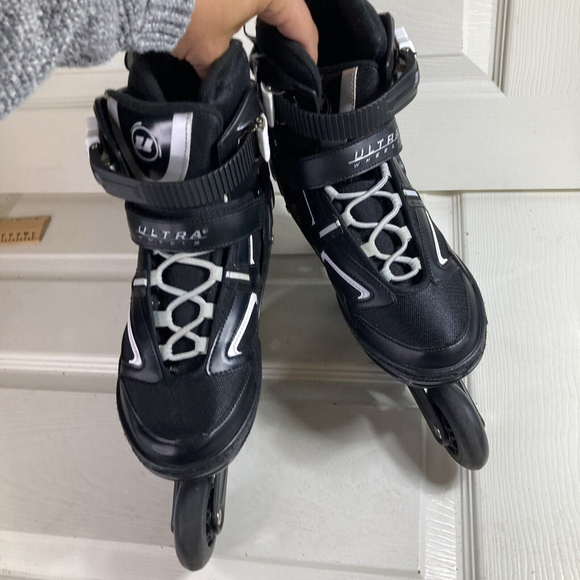ULTRA WHEELS ROLLER BLADES Mens Sz 8 Black Inline Skates Alec-5 - Picture 6 of 11